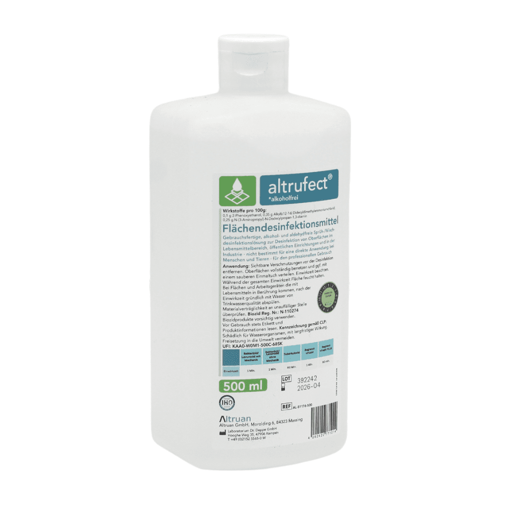 Produktbeispiel: Flächendesinfektionsmittel in einer 500-ml-Flasche